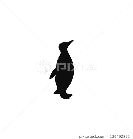 企鵝剪影插畫，白色背景，簡約可愛設計 139492851