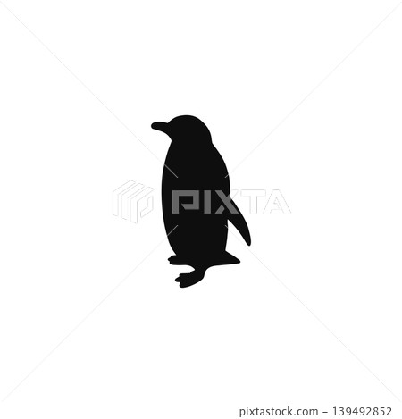 Penguin silhouette illustration, white background, simple and cute winter animal material. 139492852