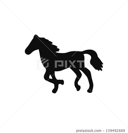 Silhouette illustration of a powerfully running horse - white background - animal material Silhouette illustration of a powerfully running horse - white background - animal material 139492889