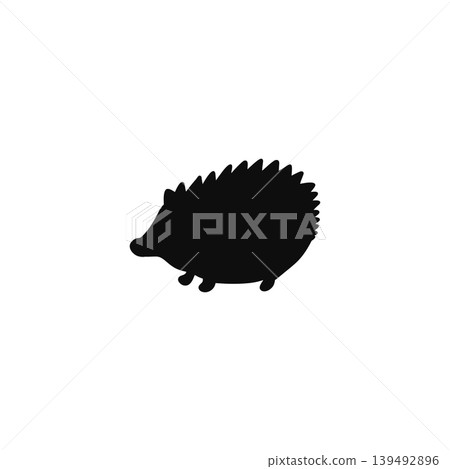 Cute hedgehog silhouette illustration - simple, isolated black icon Cute hedgehog silhouette illustration - simple, isolated black icon 139492896