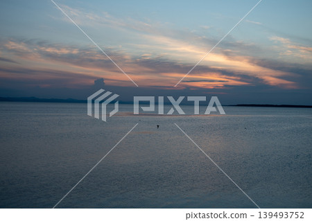 beautiful sunset sky and lake beautiful sunset sky and lake 139493752