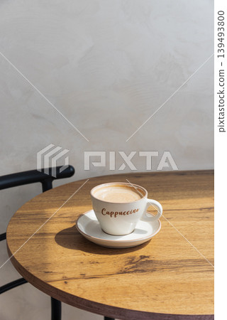 Cappuccino Cup on Wooden Table Cappuccino Cup on Wooden Table 139493800