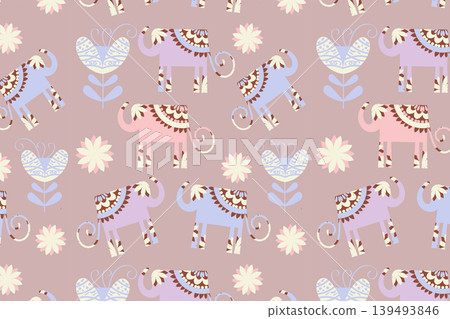 Elephants seamless pattern, vector Elephants seamless pattern, vector 139493846