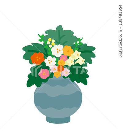 A vector illustration of a magnificent vase of flowers, perfect for decorating a stage at a ceremony or party. A vector illustration of a magnificent vase of flowers, perfect for decorating a stage at a ceremony or party. 139493954