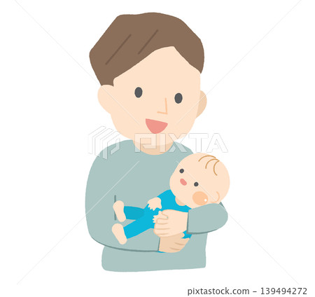 爸爸抱著一個嬰兒 139494272