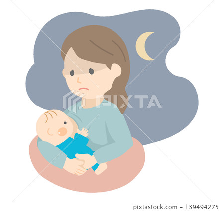 Mothers who are exhausted from nighttime breastfeeding Mothers who are exhausted from nighttime breastfeeding 139494275