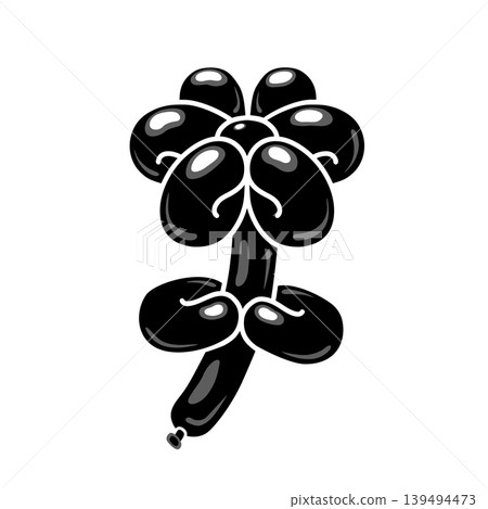 Classic balloon flower. Vector illustration of cute cartoon bubble plant in black color isolated on white background. Design element, simple and playful, for logo, card, t-shirt print, accessories Classic balloon flower. Vector illustration of cute cartoon bubble plant in black color isolated on white background. Design element, simple and playful, for logo, card, t-shirt print, accessories 139494473