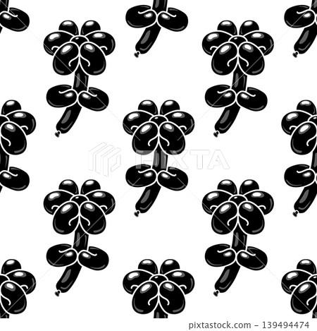 Vector seamless pattern of classic black balloon flowers isolated on white background. Cute design element in doodle style is simple and playful, suitable for greetings cards, wrapping, banners, Vector seamless pattern of classic black balloon flowers isolated on white background. Cute design element in doodle style is simple and playful, suitable for greetings cards, wrapping, banners, 139494474