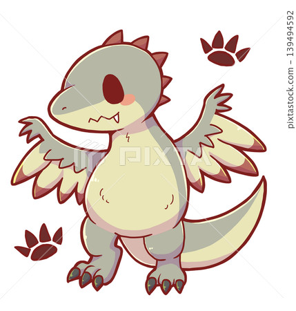 A stylized Velociraptor and footprints A stylized Velociraptor and footprints 139494592
