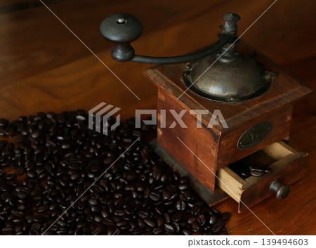 Coffee beans in a coffee mill Coffee beans in a coffee mill 139494603