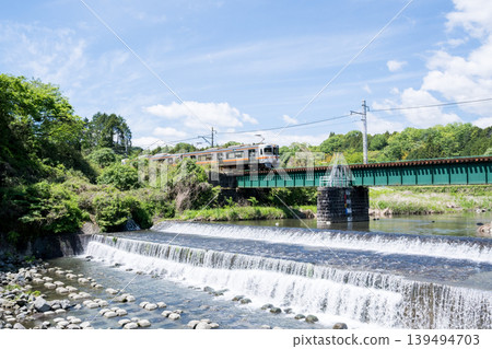 [Gotenban Line] Local train crossing the Ayusawa River 139494703