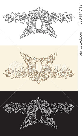 Set of symmetrical ornament drawing element with acanthus vector Set of symmetrical ornament drawing element with acanthus vector 139494788