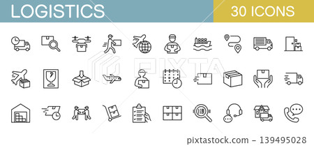 Logistics-related line icon set 139495028