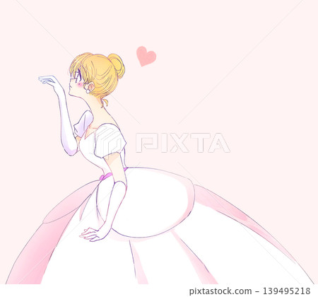 一位身著長裙的女子,一位公主,伸出手,愛,金髮 一位身著長裙的女子,一位公主,伸出手,愛,金髮 139495218