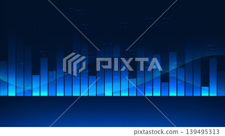 Technology background bar chart panels combined with flowing data lines, representing corporate analytics, business performance, financial data visualization, company statistics, and digital reporting Technology background bar chart panels combined with flowing data lines, representing corporate analytics, business performance, financial data visualization, company statistics, and digital reporting 139495313