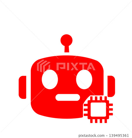 Technology icon (red) representing AI chatbots and robots Technology icon (red) representing AI chatbots and robots 139495361