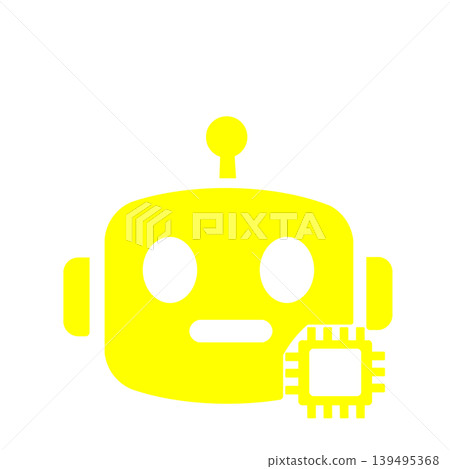 代表人工智慧聊天機器人和機器人的技術圖示（黃色）。 139495368