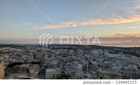 Panoramic view of Victoria area in the evening in Gozo Panoramic view of Victoria area in the evening in Gozo 139495373