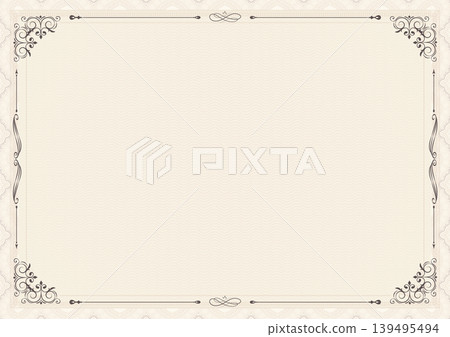 Elegant vintage certificate border with ornate corner details and subtle wave pattern Elegant vintage certificate border with ornate corner details and subtle wave pattern 139495494