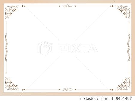 Elegant gold ornate border design with decorative corner elements and flourishes Elegant gold ornate border design with decorative corner elements and flourishes 139495497