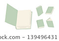 A set of hand-drawn, flat-style book illustrations with blank pages and cover titles. 139496431