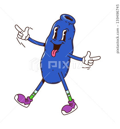 Cartoon groovy honeyberry berry fruit character. Isolated vector honeysuckle retro funky personage with quirky smile, exuding a sense of summer season and hippie y2k vibe ready for juicy adventures Cartoon groovy honeyberry berry fruit character. Isolated vector honeysuckle retro funky personage with quirky smile, exuding a sense of summer season and hippie y2k vibe ready for juicy adventures 139496745