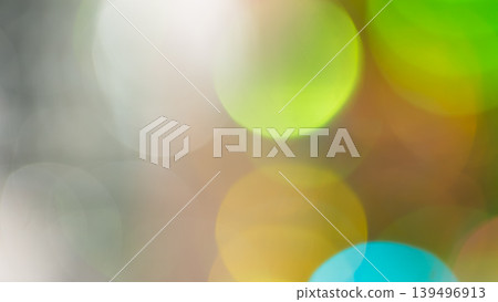 Abstract bokeh background with colorful blurred light circles in green yellow white and cyan tones Abstract bokeh background with colorful blurred light circles in green yellow white and cyan tones 139496913
