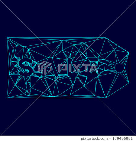 Label sale low poly triangulation triangulated polygonal electric cyan blue vibrant aqua neon color vector illustration image outline contour line Label sale low poly triangulation triangulated polygonal electric cyan blue vibrant aqua neon color vector illustration image outline contour line 139496991