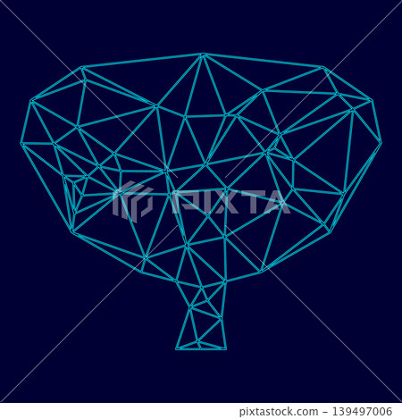 Bladder low poly triangulation triangulated polygonal electric cyan blue vibrant aqua neon color vector illustration image outline contour line Bladder low poly triangulation triangulated polygonal electric cyan blue vibrant aqua neon color vector illustration image outline contour line 139497006