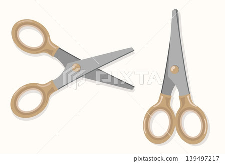 Minimalist Craft Scissors Set Vector Modern Steel Cutting Tools with Beige Handles for Office School Stationery and Handmade DIY Design Assets Isolated Minimalist Craft Scissors Set Vector Modern Steel Cutting Tools with Beige Handles for Office School Stationery and Handmade DIY Design Assets Isolated 139497217