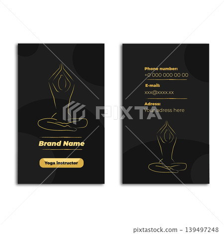 Yoga Instructor Balck Business Card Vector Template Yoga Instructor Balck Business Card Vector Template 139497248