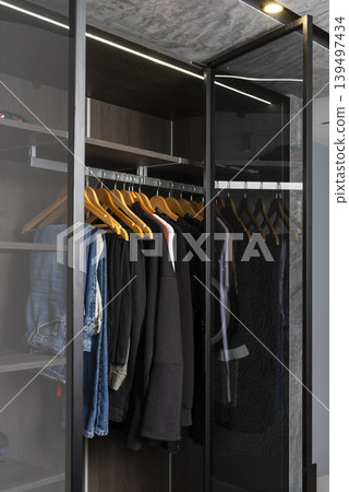 Chic closet with hangers Chic closet with hangers 139497434