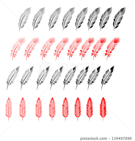 Collection of feather illustration, drawing, engraving Collection of feather illustration, drawing, engraving 139497890