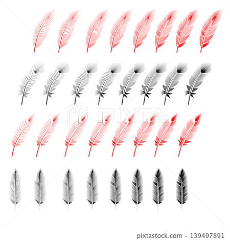 Collection of feather illustration, drawing, engraving Collection of feather illustration, drawing, engraving 139497891