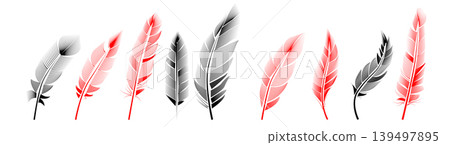 Collection of feather illustration, drawing, engraving, ink line art Collection of feather illustration, drawing, engraving, ink line art 139497895