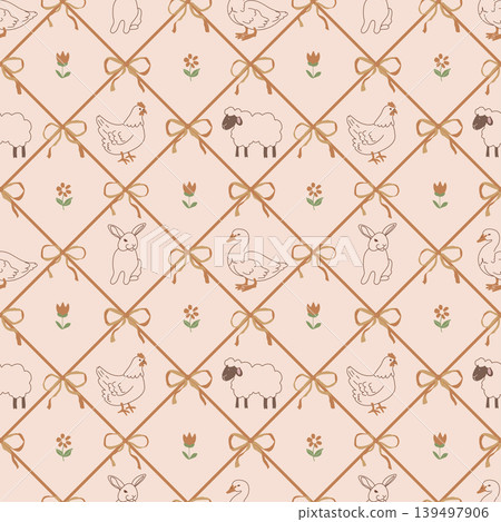 Cottagecore Grid Pattern Cottagecore Grid Pattern 139497906