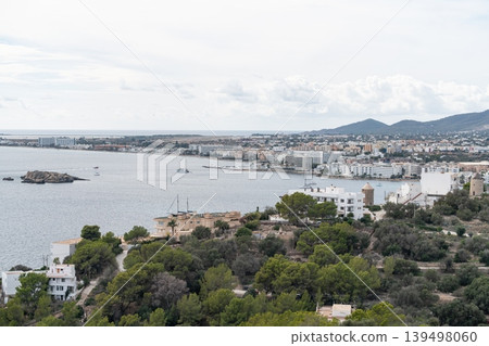 Ibiza coastal town and bay panorama in Ibiza, Spain Ibiza coastal town and bay panorama in Ibiza, Spain 139498060
