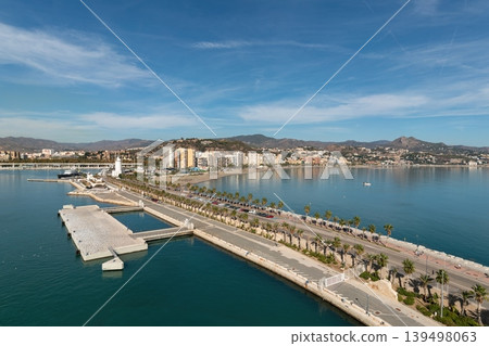 Malaga waterfront and port panorama in Malaga, Spain 139498063
