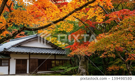 japanese temple in autumn 139498580