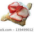 Strawberry Whipped Cream Danish: Sweet and elegant homemade bread ingredients, suitable for bakery advertising. 139499012