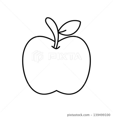 apple illustration with leaf outline apple illustration with leaf outline 139499100