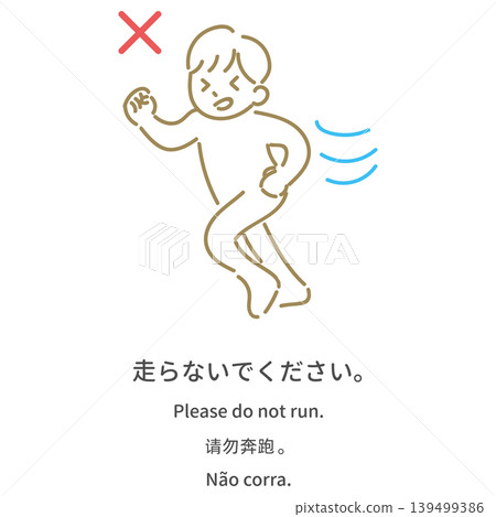 多語種沐浴禮儀指南插圖：“請勿在澡堂內奔跑。” 139499386
