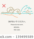 多語言沐浴禮儀指南插圖：“請勿在浴缸中游泳。” 139499389