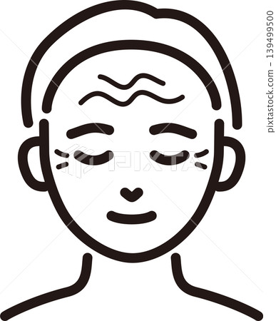 Wrinkles, nasolabial folds, aging face, cosmetic medicine, icon, anti-aging care, skincare, woman, face, simple, line drawing Wrinkles, nasolabial folds, aging face, cosmetic medicine, icon, anti-aging care, skincare, woman, face, simple, line drawing 139499500