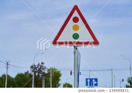 Traffic signal icon marking the intersection with caution and clarity Traffic signal icon marking the intersection with caution and clarity 139499831