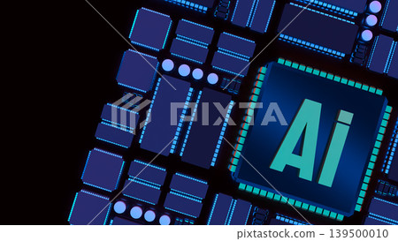 Artificial Intelligence Processor Technology 3d render. Artificial Intelligence Processor Technology 3d render. 139500010