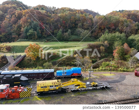 <Bird's-eye view> A snowplow and locomotive spending their retirement at the Railway Museum <Bird's-eye view> A snowplow and locomotive spending their retirement at the Railway Museum 139500077