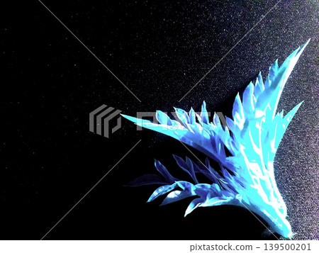 Blue Frost Leaf with Light Flare Illustration - Bottom Right Blue Frost Leaf with Light Flare Illustration - Bottom Right 139500201