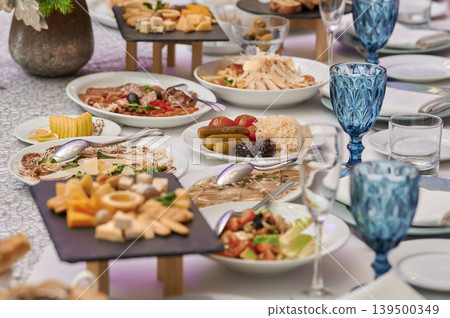 Delicious feast set for a joyful gathering Delicious feast set for a joyful gathering 139500349