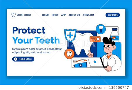 Dentist Healthcare Social Media Landing Page Flat Cartoon Hand Drawn Template Dentist Healthcare Social Media Landing Page Flat Cartoon Hand Drawn Template 139500747